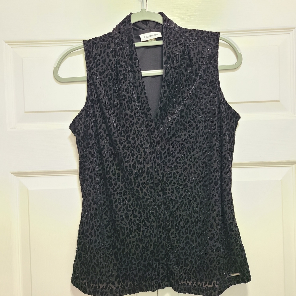 Calvin Klein Leopard Print Sleeveless Blouse PM